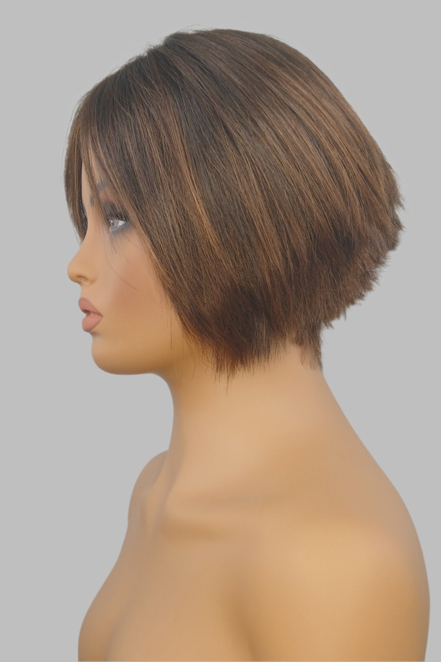 Inverted Edge: Sleek Synthetic Lace Front Bob Wig with Curtain Bangs
